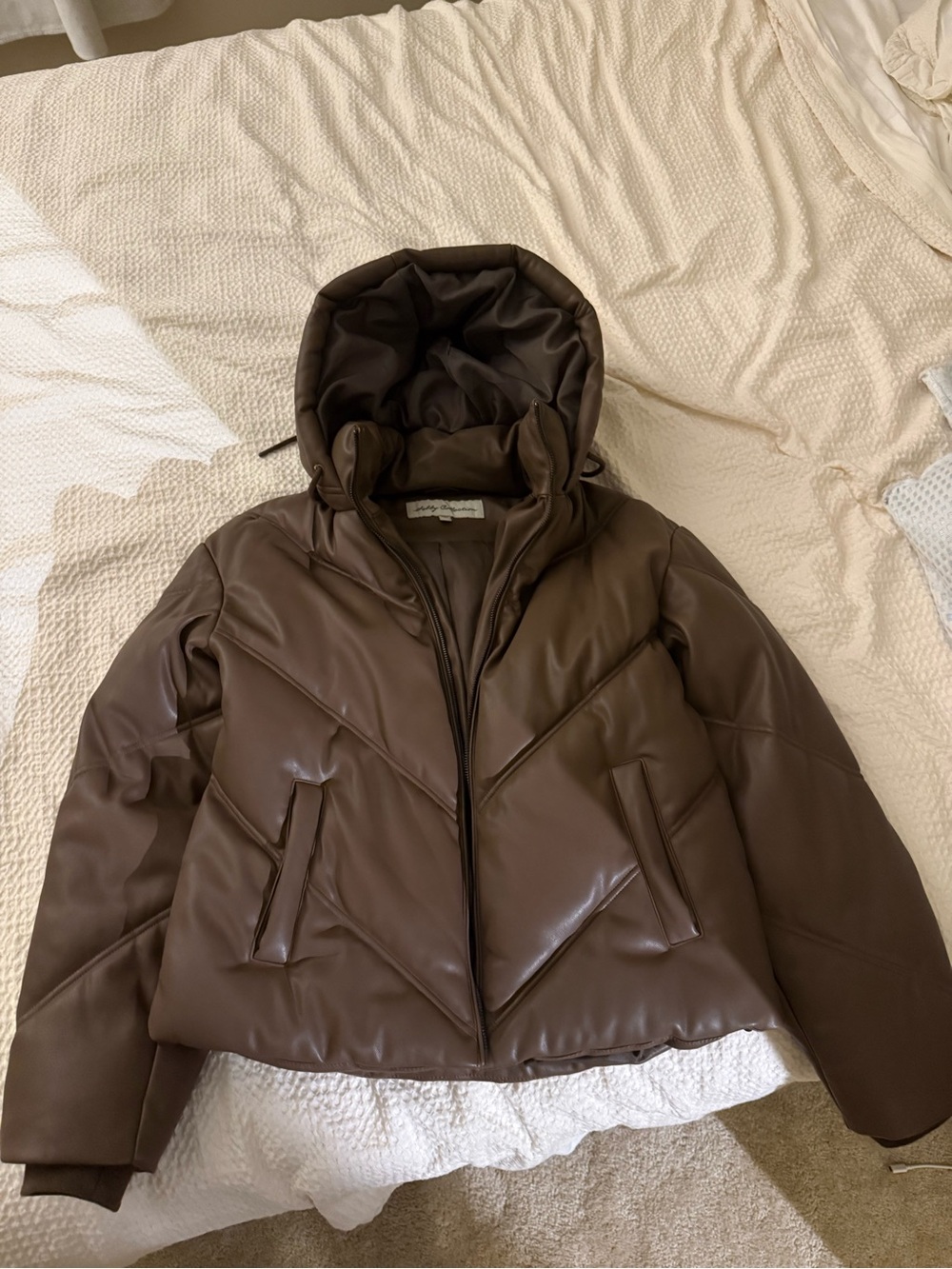 Brown Hooded Puffer Jacket
